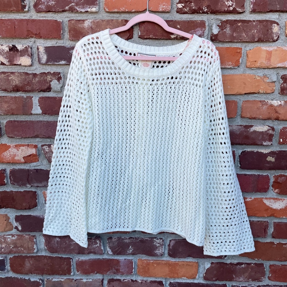 Flying Tomato Cream Open-Knit Sweater
